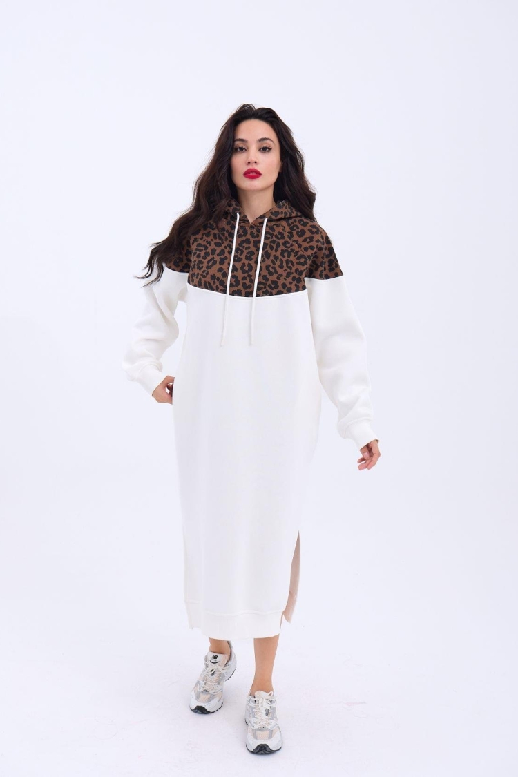 Leopard Pattern Long Sweat -& Brown - Brand: Fame - Women & Kids, Baby Clothes Wholesale - TheBS Women