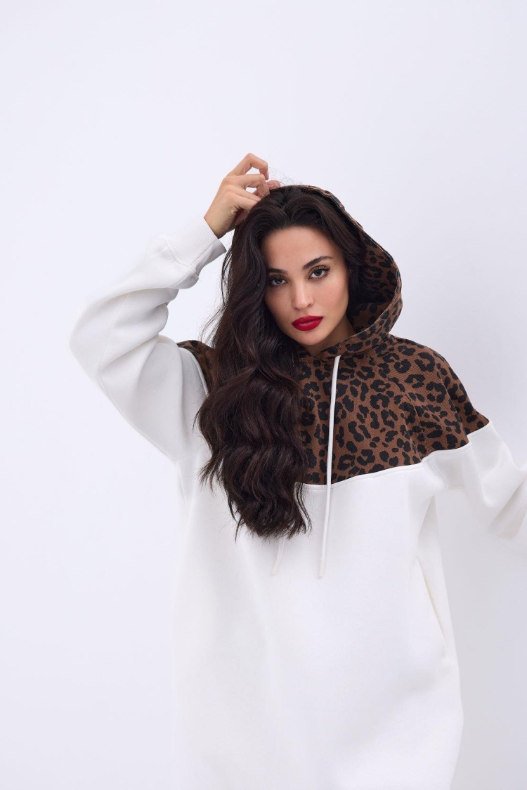 Leopard Pattern Long Sweat -& Brown - Brand: Fame - Women & Kids, Baby Clothes Wholesale - TheBS Women