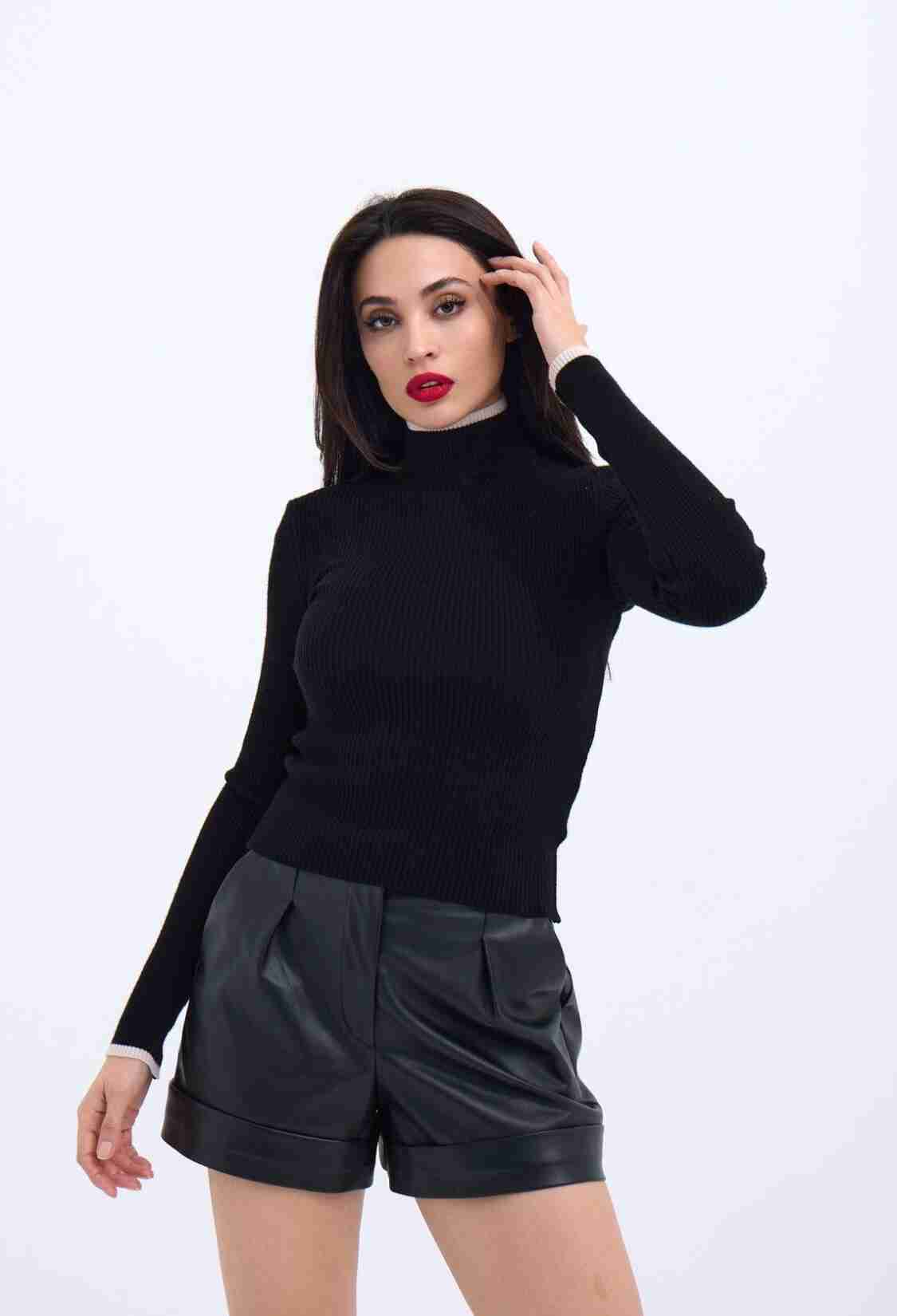 Knitted Fisherman's Ribbed Sweater -- Ecru - Brand: Fame - Women & Kids, Baby Clothes Wholesale - TheBS Women