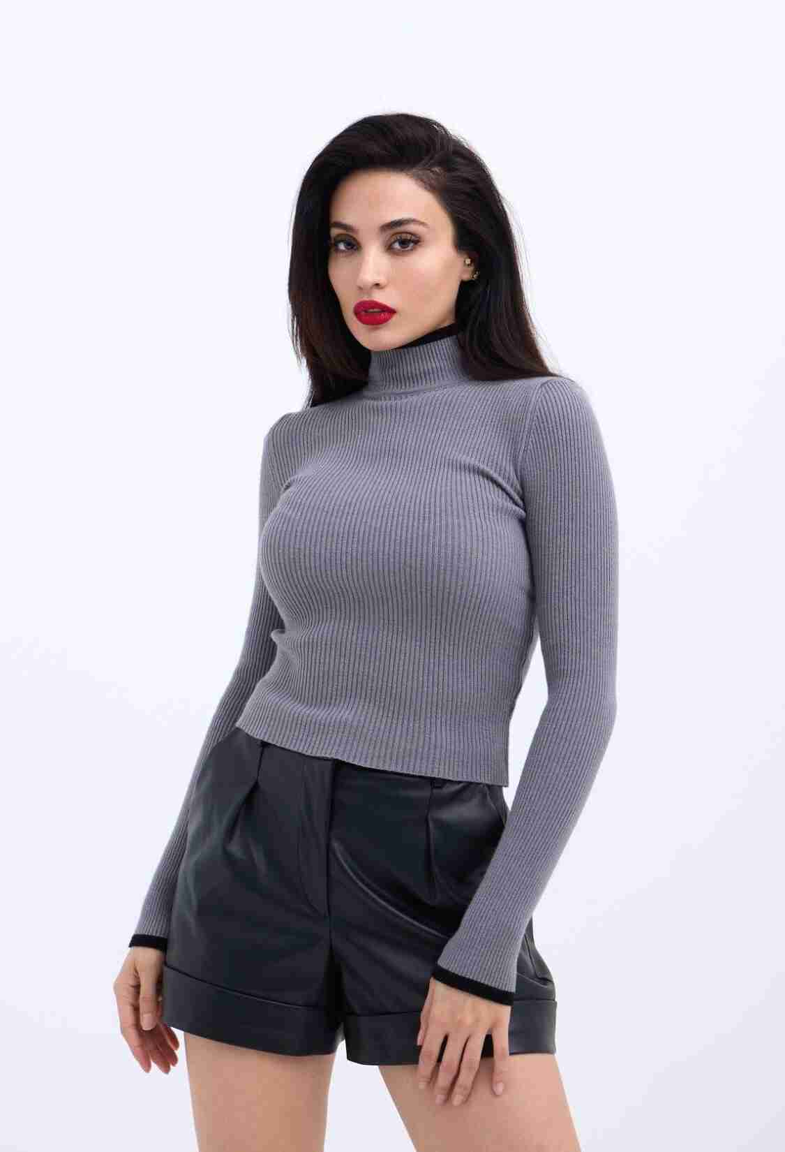 Knitted Fisherman's Ribbed Sweater -- Black - Brand: Fame - Women & Kids, Baby Clothes Wholesale - TheBS Women