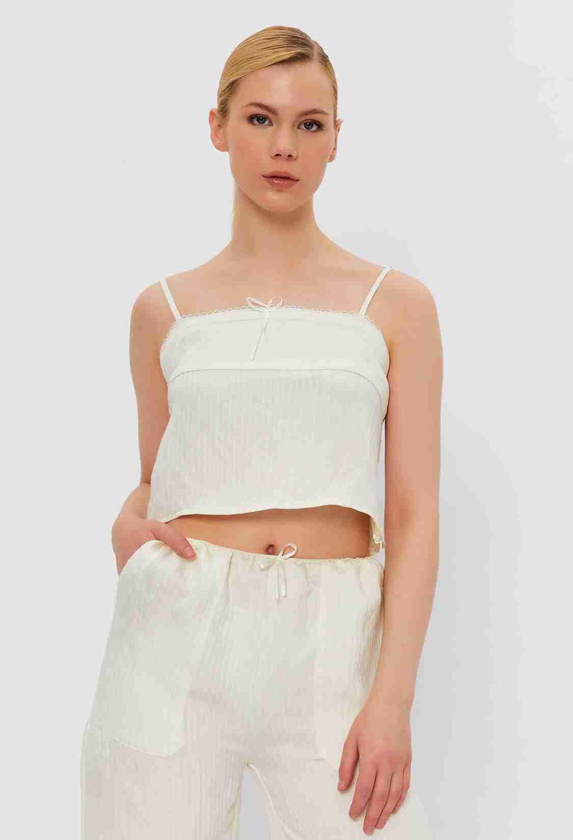 Rope Strap Crop Blouse - Brand: Reyon - Women & Kids, Baby Clothes Wholesale - TheBS Women
