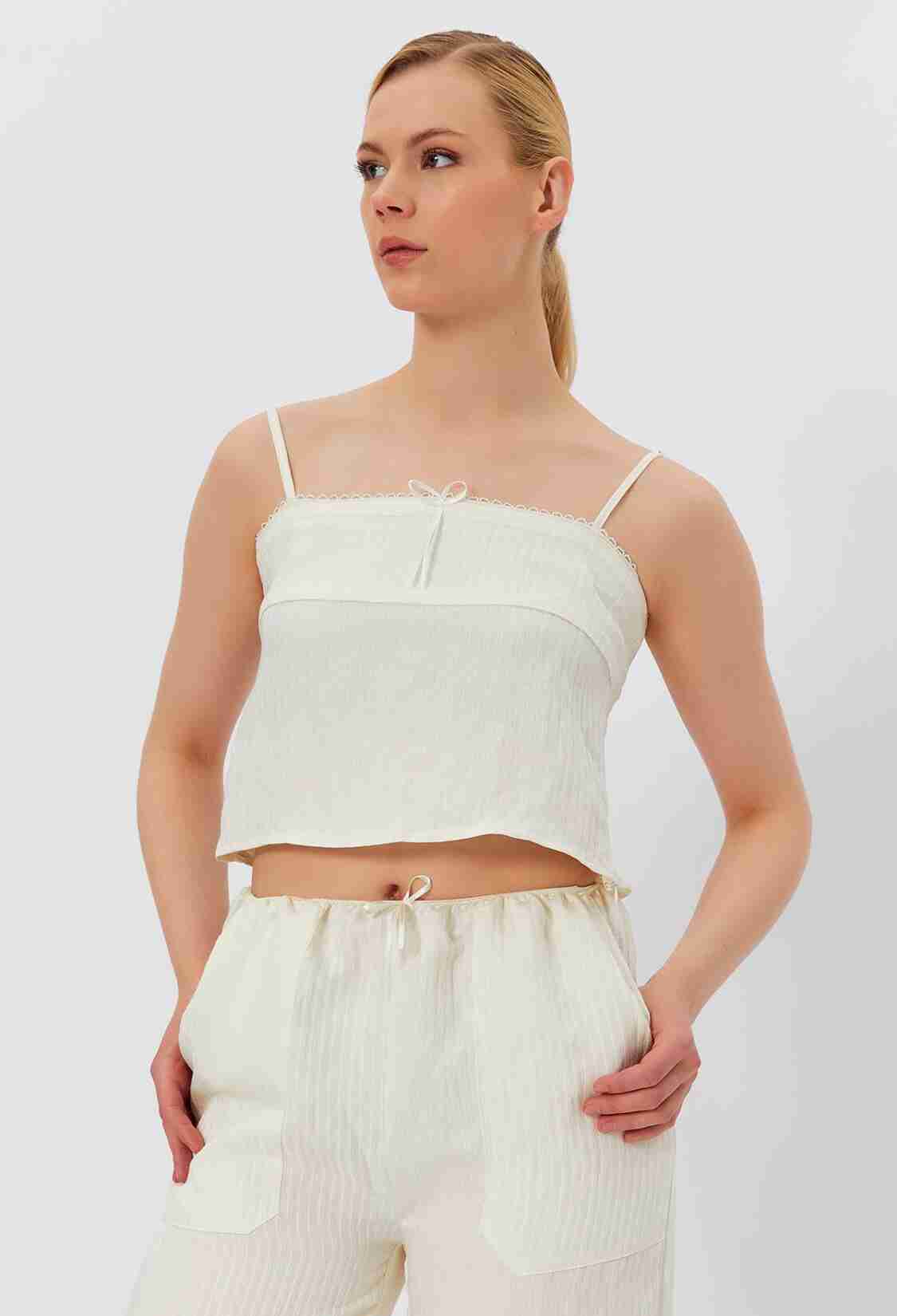 Rope Strap Crop Blouse - Brand: Reyon - Women & Kids, Baby Clothes Wholesale - TheBS Women