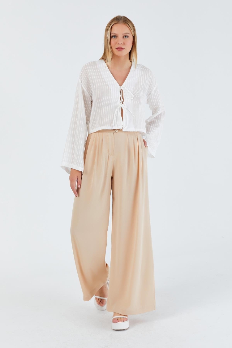 Pleated Palazzo Trousers - Brand: Reyon - Women & Kids, Baby Clothes Wholesale - TheBS Women