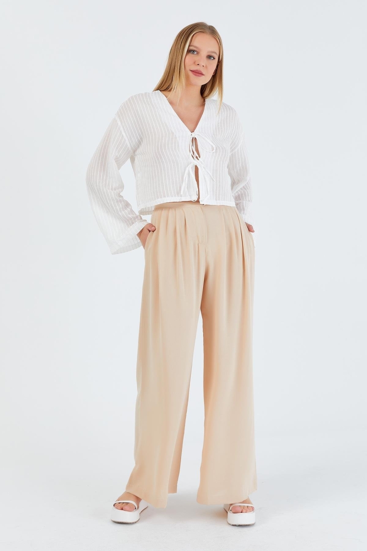 Pleated Palazzo Trousers - Brand: Reyon - Women & Kids, Baby Clothes Wholesale - TheBS Women