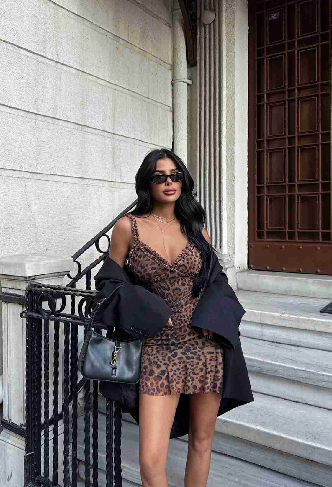Leopard Print Mini Tulle Dress - Brown - Brand: EYYO ATELIER - Women & Kids, Baby Clothes Wholesale - TheBS Women
