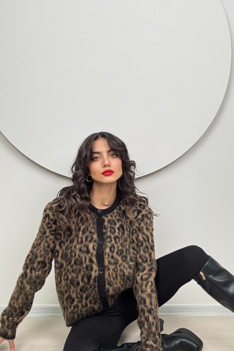 Leopard Print Knitwear Cardigan - Multicolor - Brand: Miss Janell - Women & Kids, Baby Clothes Wholesale - TheBS Women