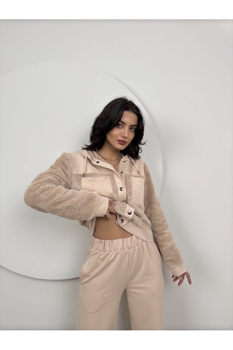 Plush Detailed Tracksuit Set - Brand: Miss Janell - Women & Kids, Baby Clothes Wholesale - TheBS Women