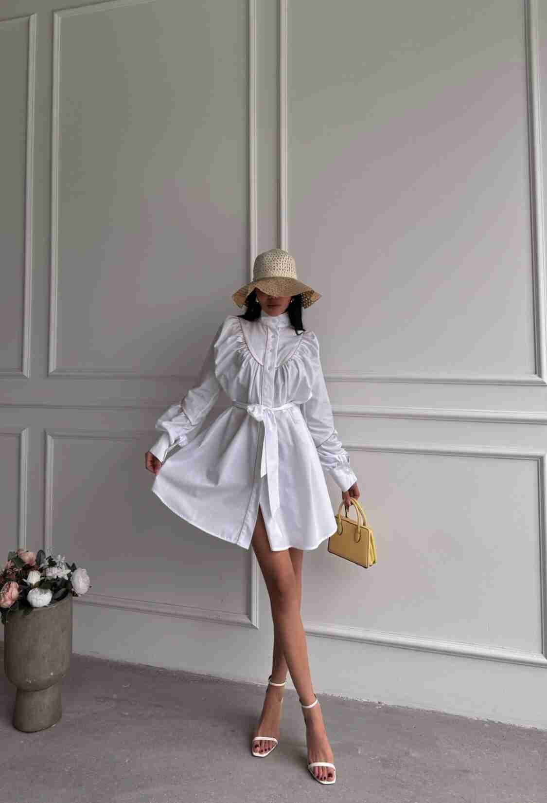Front Buttoned Poplin Flared Dress Lacing Belt Detailed - Brand: Ello - Women & Kids, Baby Clothes Wholesale - TheBS Women