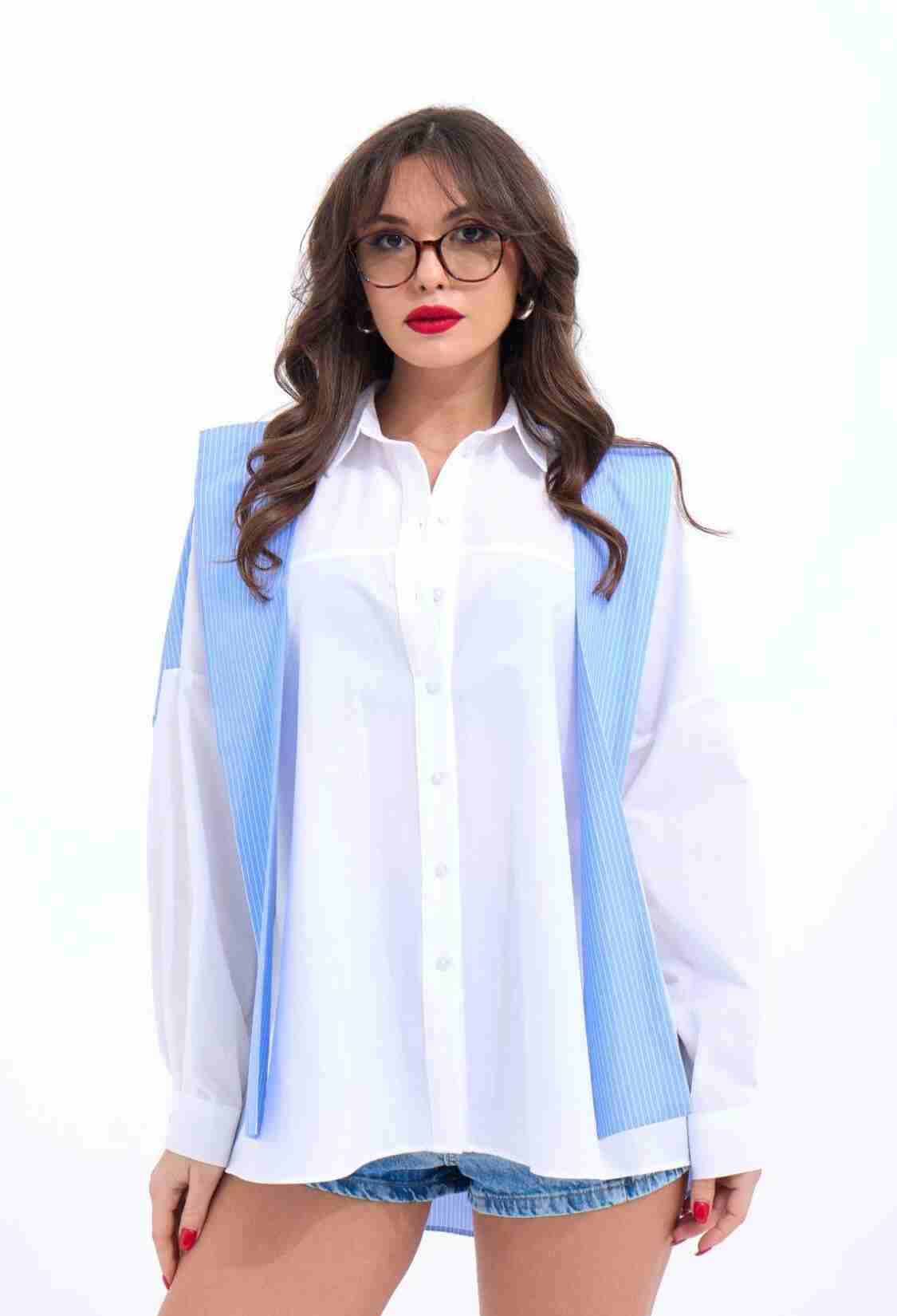Striped Shirt -& Light Blue - Brand: Fame - Women & Kids, Baby Clothes Wholesale - TheBS Women