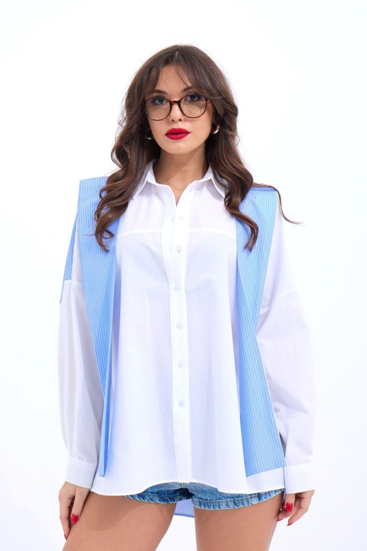 Striped Shirt -& Light Blue - Brand: Fame - Women & Kids, Baby Clothes Wholesale - TheBS Women