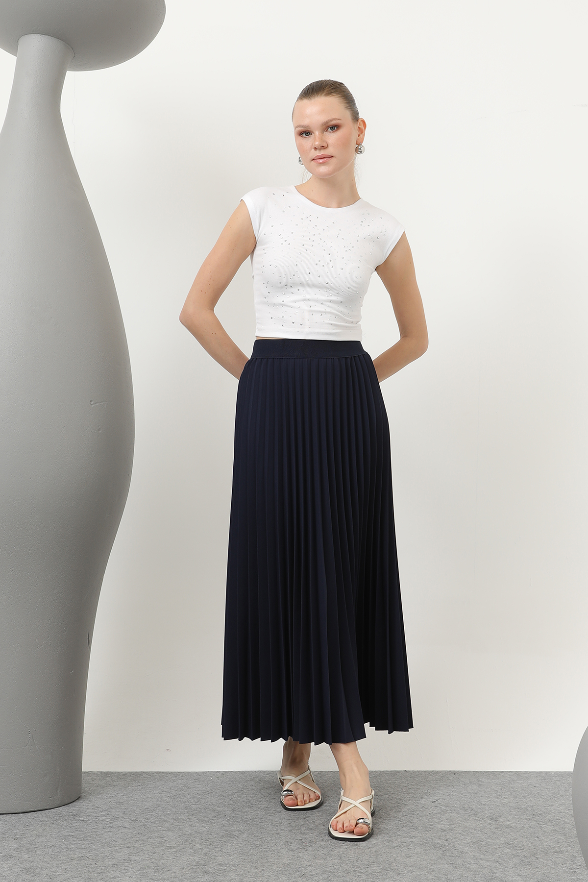 Pleated Skirt - Navy - Brand: Puane - Women & Kids, Baby Clothes Wholesale - TheBS Women