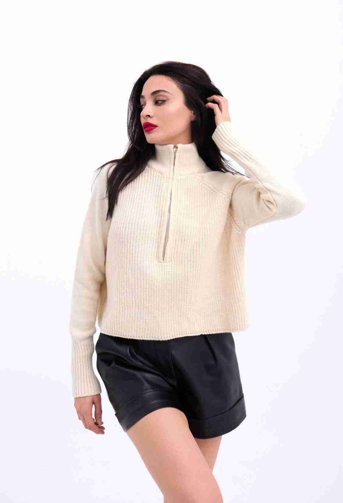 Zippered Sweater - Brand: Fame - Women & Kids, Baby Clothes Wholesale - TheBS Women
