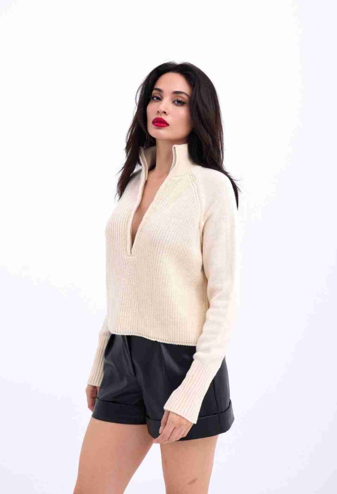 Zippered Sweater - Brand: Fame - Women & Kids, Baby Clothes Wholesale - TheBS Women