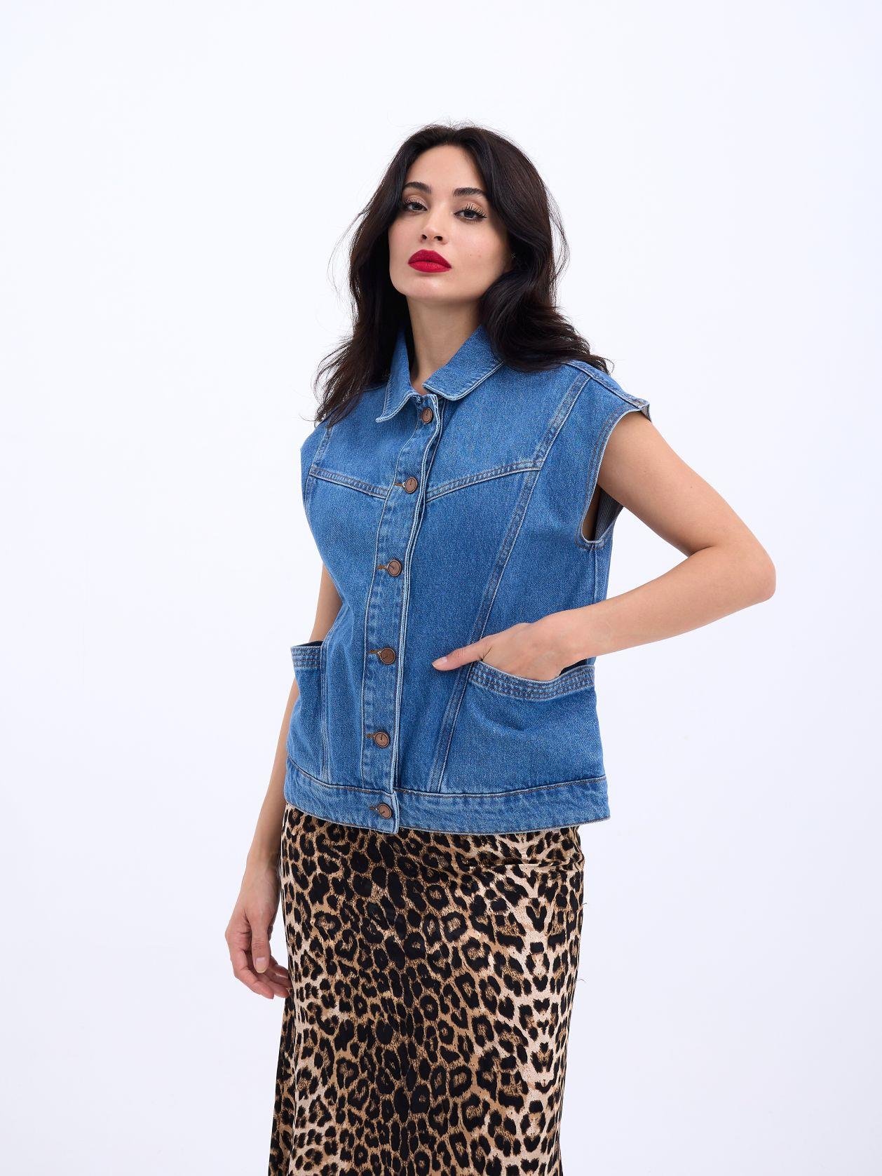 Denim Vest - Blue - Brand: Fame - Women & Kids, Baby Clothes Wholesale - TheBS Women