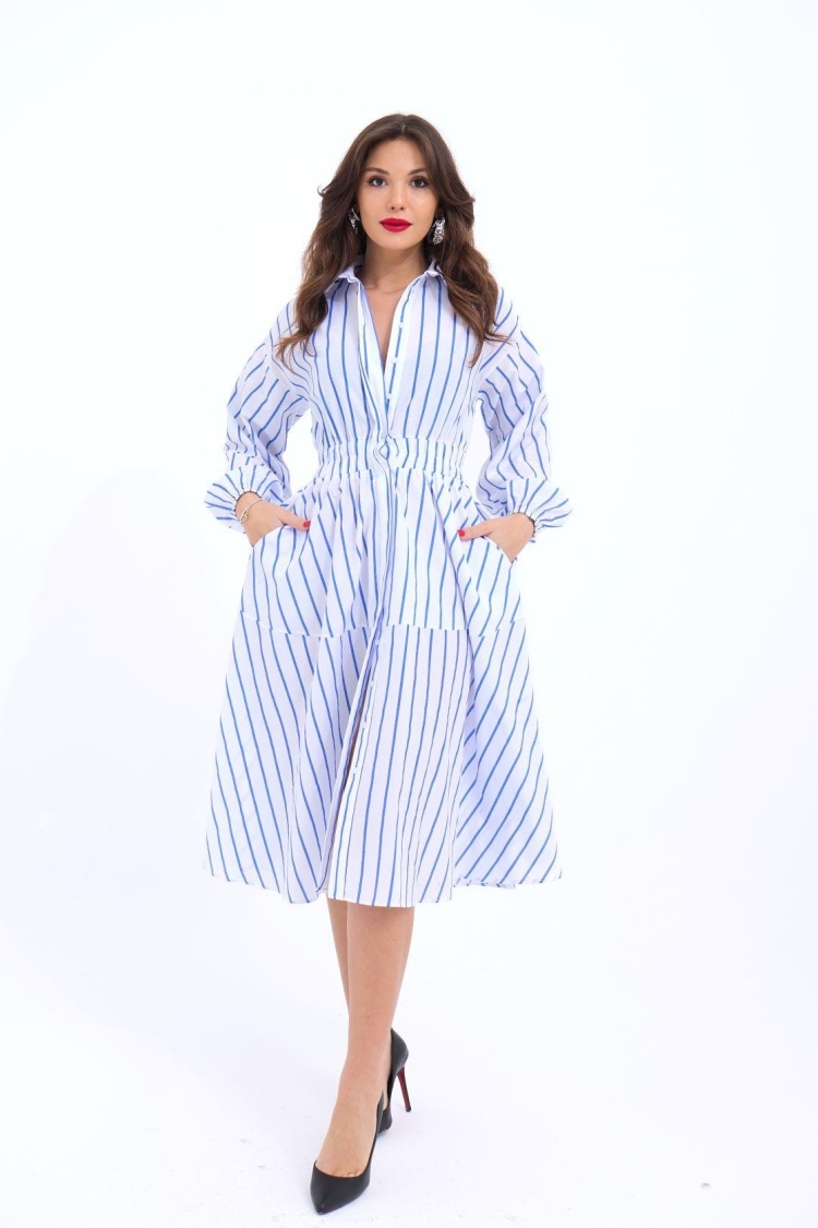 Striped Dress -& Blue - Brand: Fame - Women & Kids, Baby Clothes Wholesale - TheBS Women