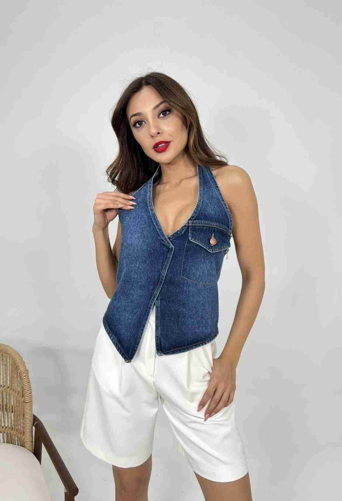 Denim Vest - Blue - Brand: Fame - Women & Kids, Baby Clothes Wholesale - TheBS Women