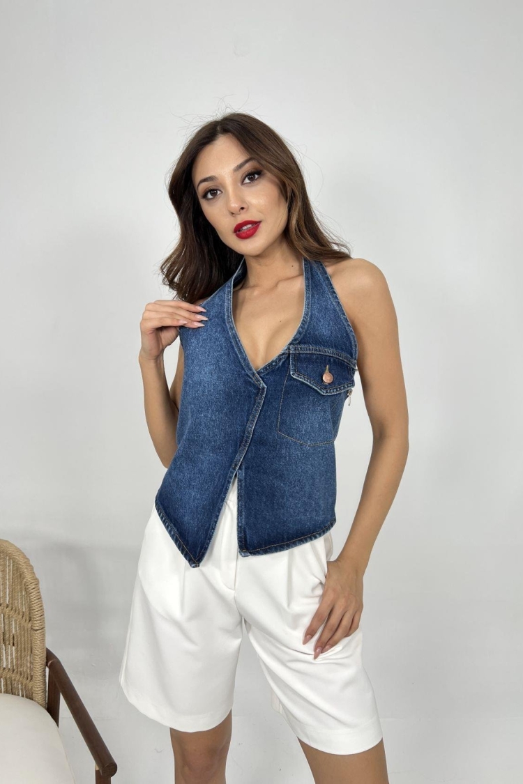 Denim Vest - Blue - Brand: Fame - Women & Kids, Baby Clothes Wholesale - TheBS Women
