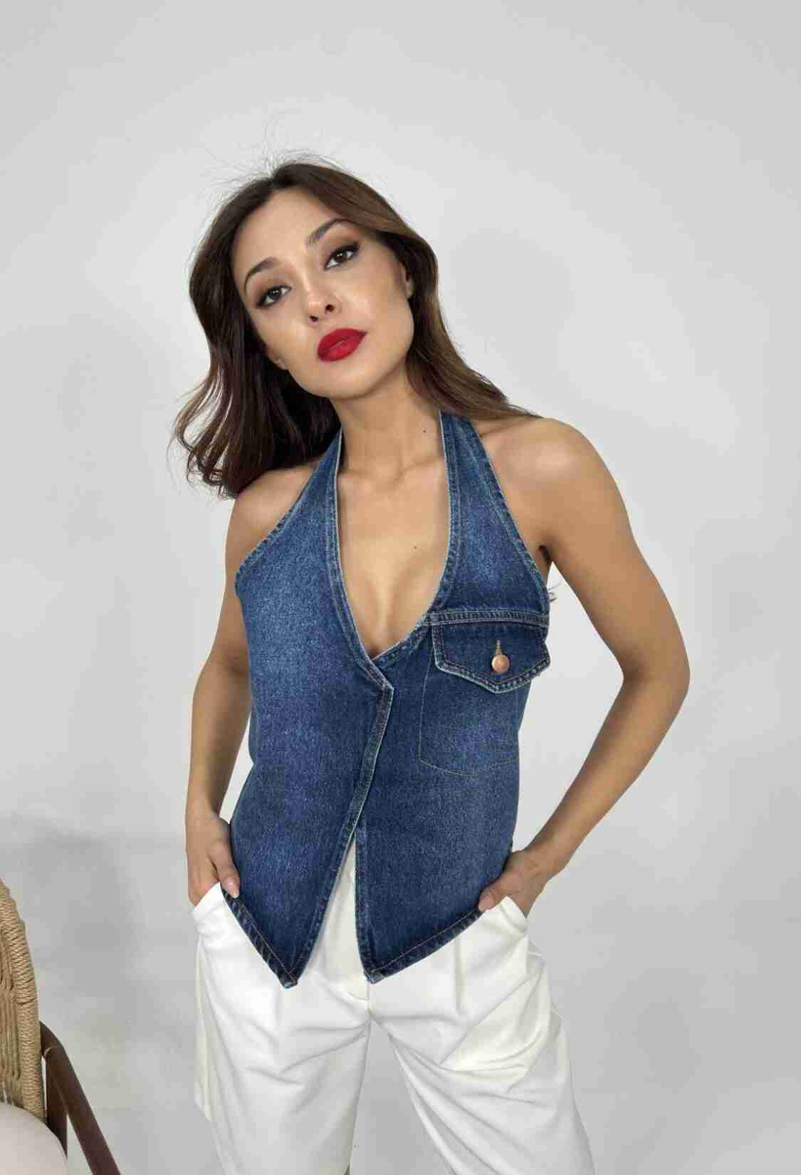 Denim Vest - Blue - Brand: Fame - Women & Kids, Baby Clothes Wholesale - TheBS Women