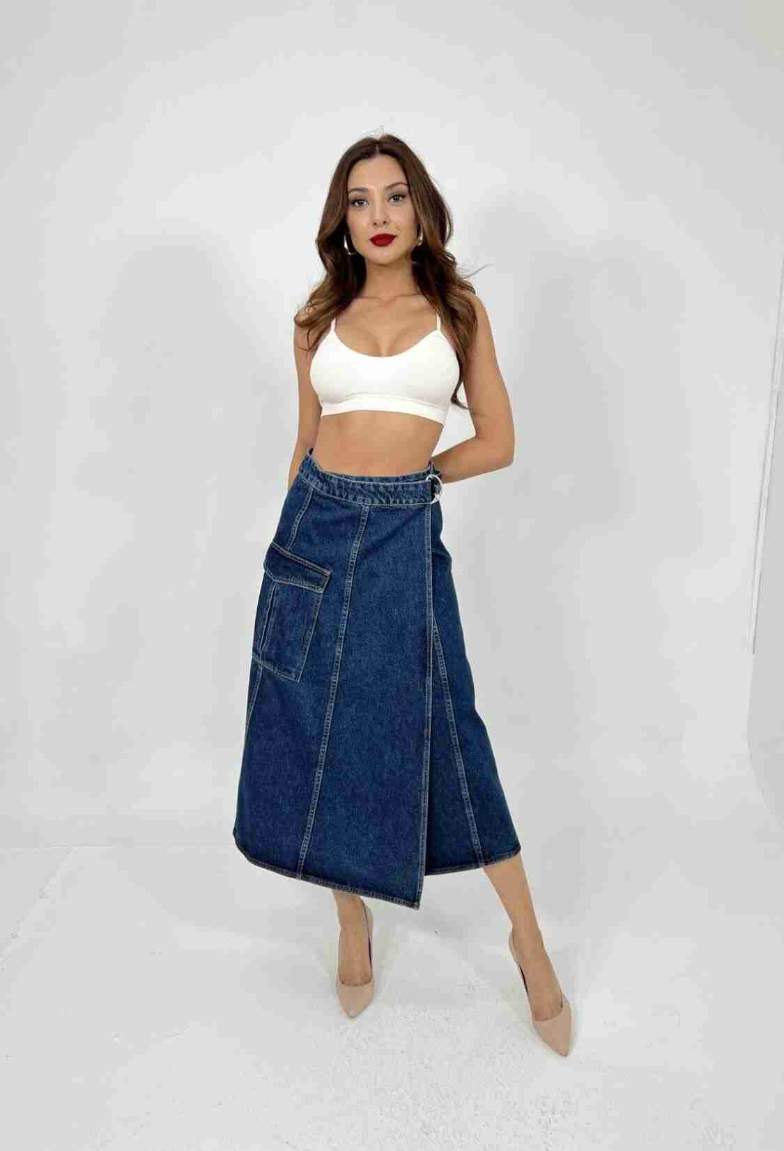 Denim Skirt - Blue - Brand: Fame - Women & Kids, Baby Clothes Wholesale - TheBS Women