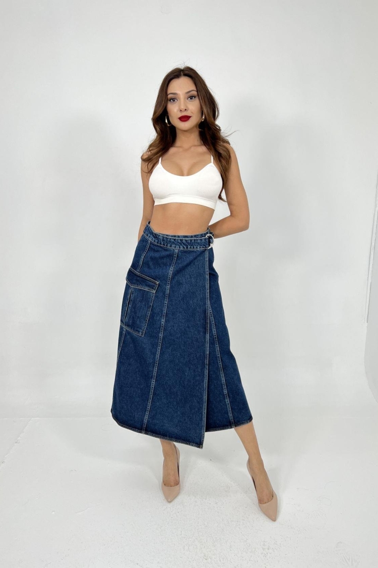 Denim Skirt - Blue - Brand: Fame - Women & Kids, Baby Clothes Wholesale - TheBS Women