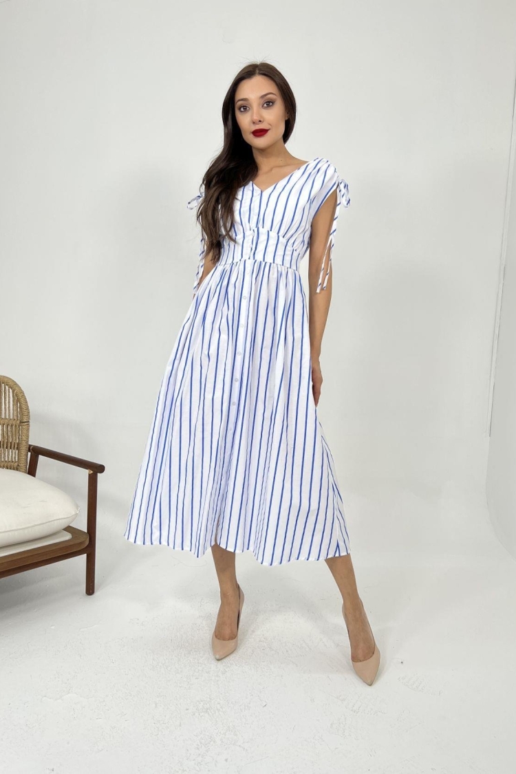 Striped Dress - Blue & - Brand: Fame - Women & Kids, Baby Clothes Wholesale - TheBS Women