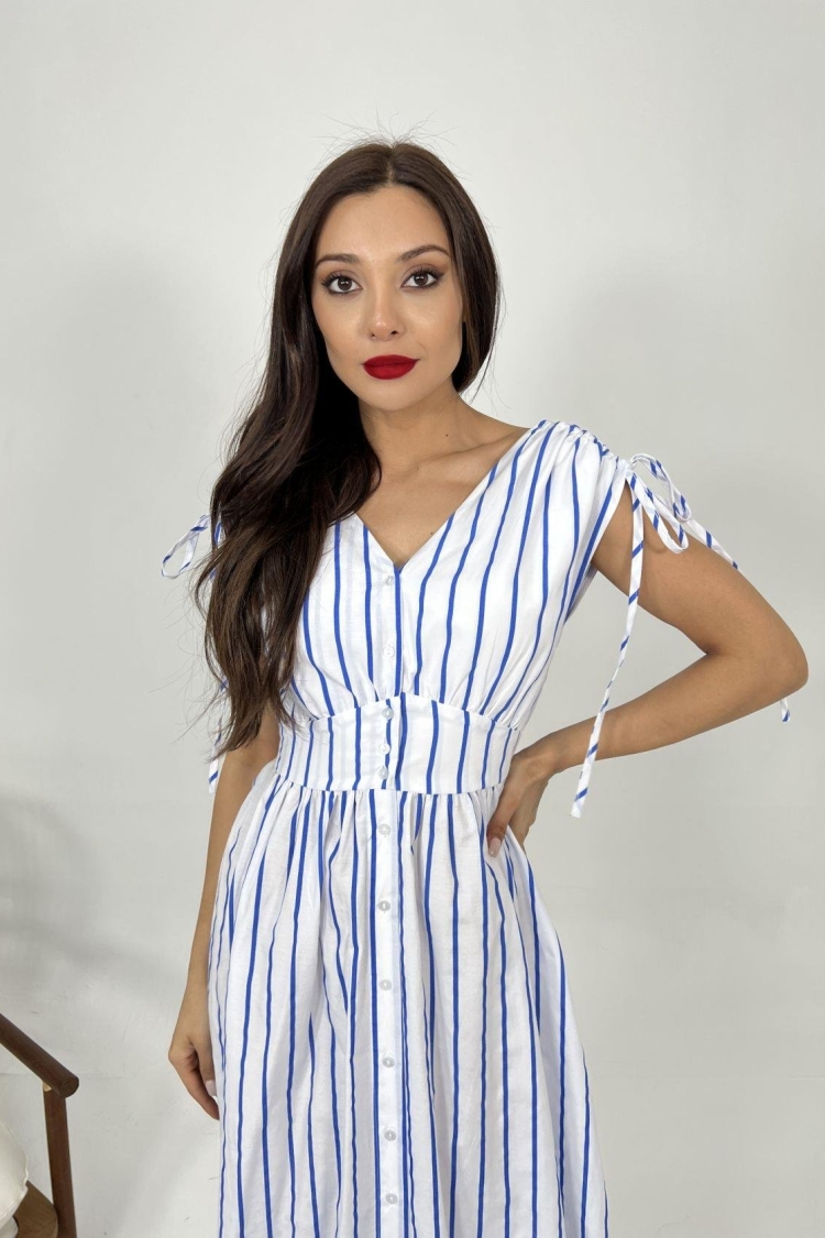 Striped Dress - Blue & - Brand: Fame - Women & Kids, Baby Clothes Wholesale - TheBS Women