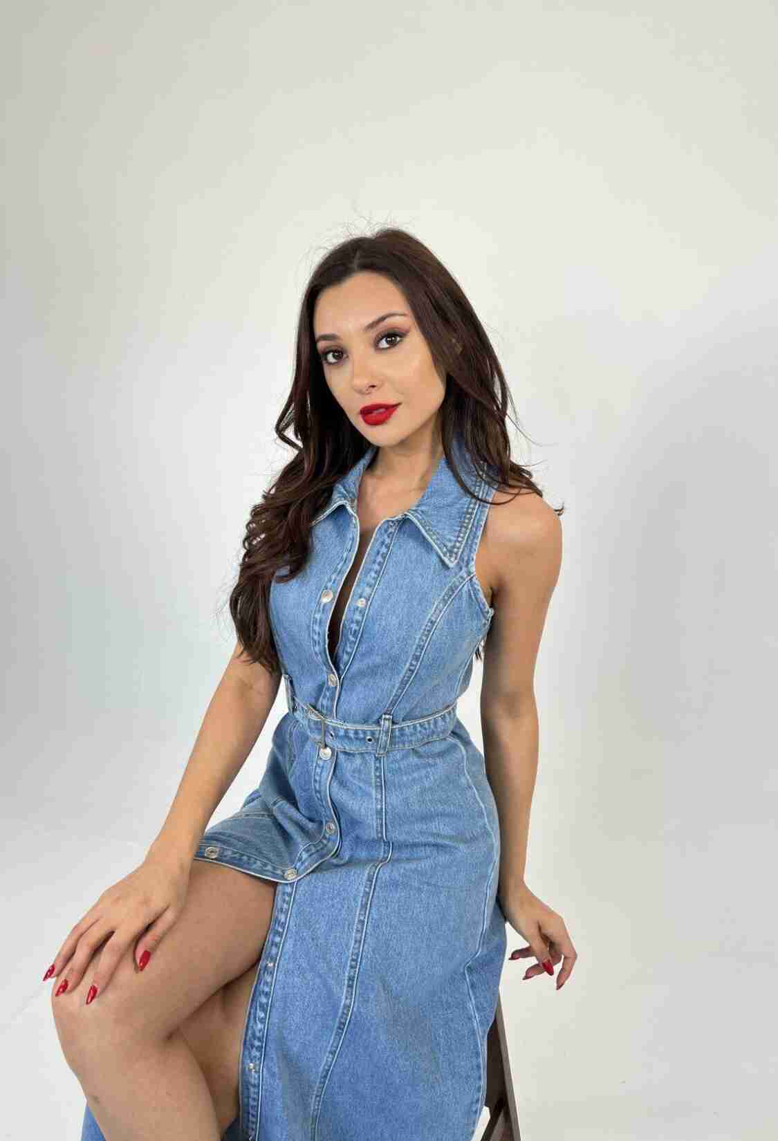 Denim Dress - Blue - Brand: Fame - Women & Kids, Baby Clothes Wholesale - TheBS Women