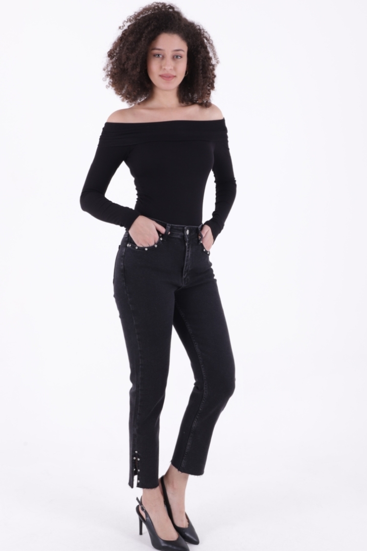 Flare Leg Mom Jeans With Side Slit - Brand: XLove - Women & Kids, Baby Clothes Wholesale - TheBS Women
