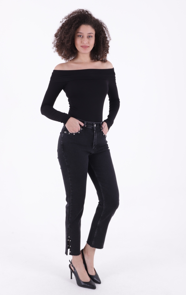 Flare Leg Mom Jeans With Side Slit - Brand: XLove - Women & Kids, Baby Clothes Wholesale - TheBS Women