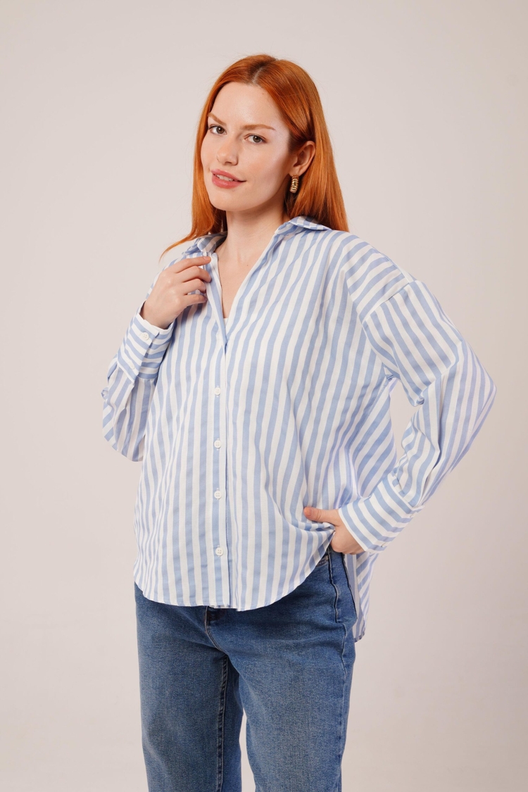 Striped Casual CutWholesale Shirt - Brand: Lustrin - Women & Kids, Baby Clothes Wholesale - TheBS Women