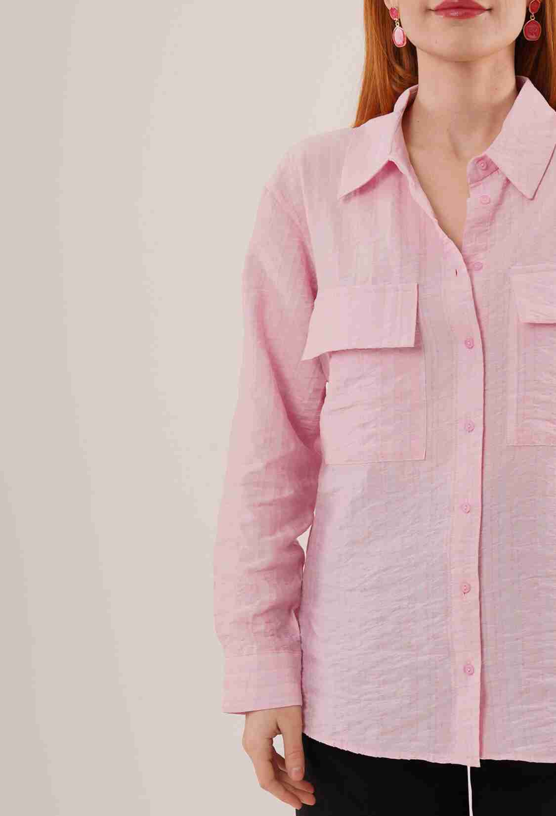 WholesaleShirt With Self Striped Pockets And Buttons - Brand: Lustrin - Women & Kids, Baby Clothes Wholesale - TheBS Women