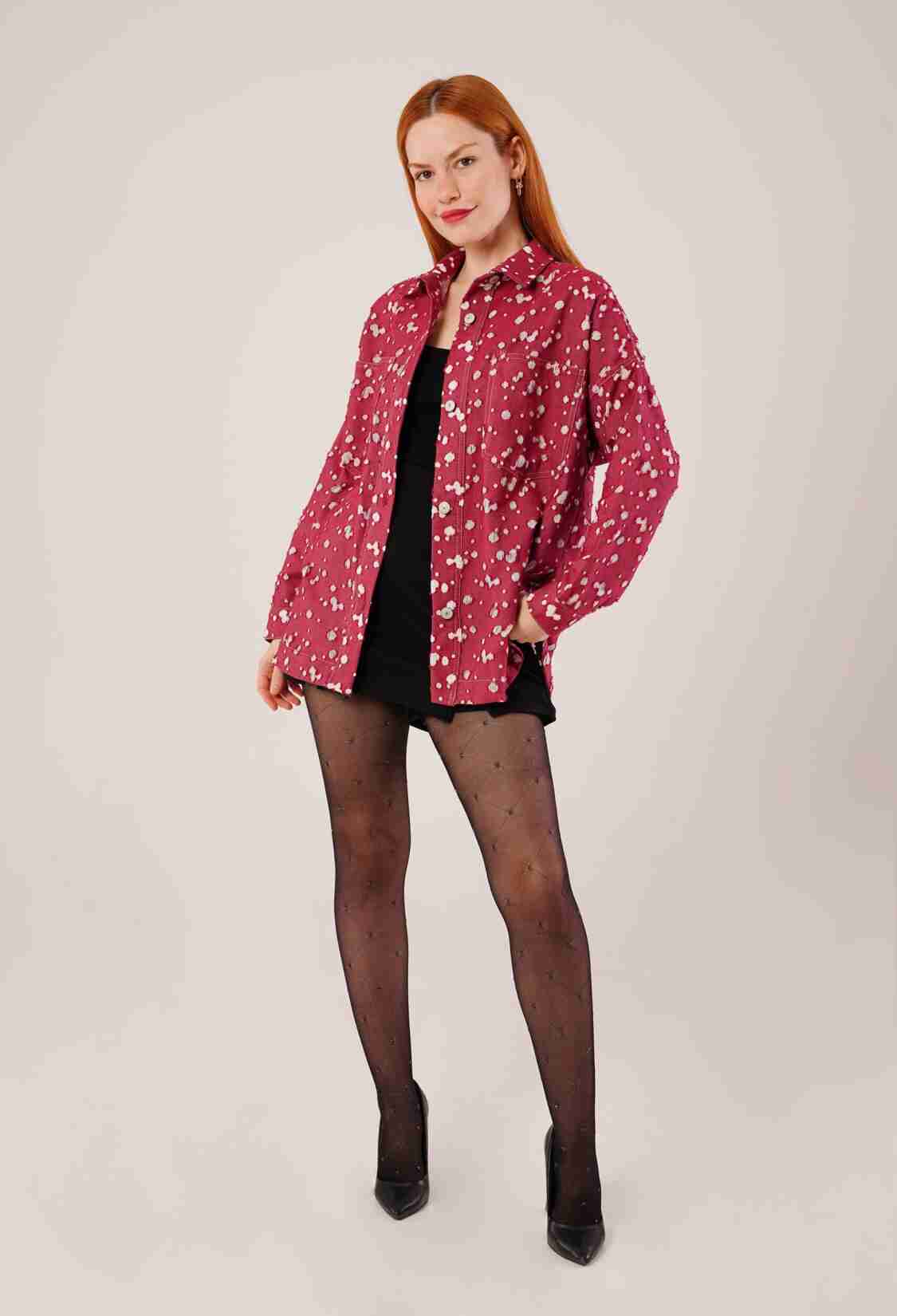 Vintage Look Denim Wholesale Burgundy Shirt - Brand: Lustrin - Women & Kids, Baby Clothes Wholesale - TheBS Women