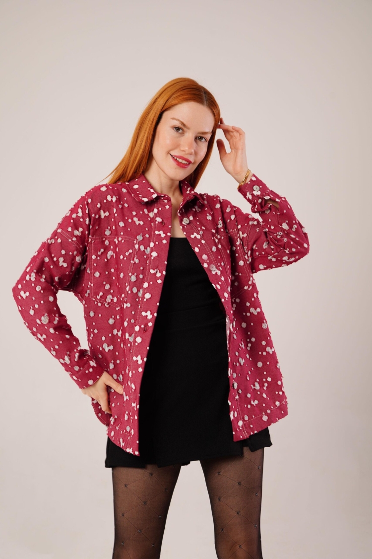 Vintage Look Denim Wholesale Burgundy Shirt - Brand: Lustrin - Women & Kids, Baby Clothes Wholesale - TheBS Women