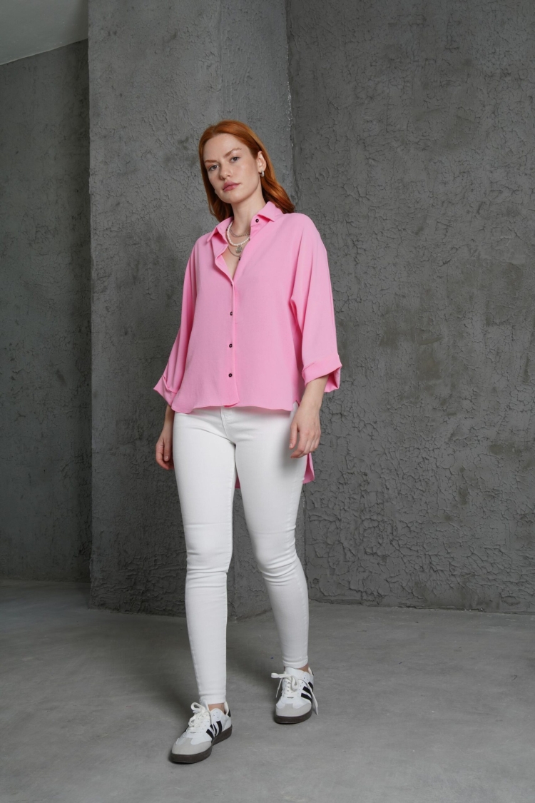 WholesaleShirt With Sleeve Folding Detail - Brand: Lustrin - Women & Kids, Baby Clothes Wholesale - TheBS Women