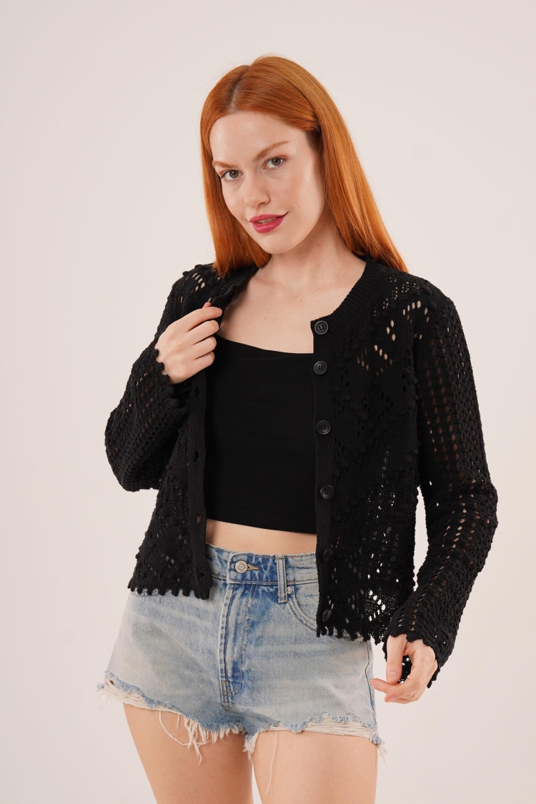 WholesaleCardigan With Openwork Buttons - Brand: Lustrin - Women & Kids, Baby Clothes Wholesale - TheBS Women