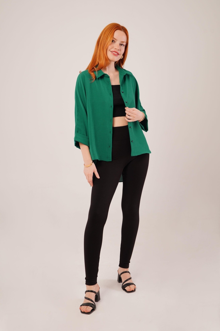 Wholesale EmeraldShirt With Sleeve Folding Detail - Brand: Lustrin - Women & Kids, Baby Clothes Wholesale - TheBS Women