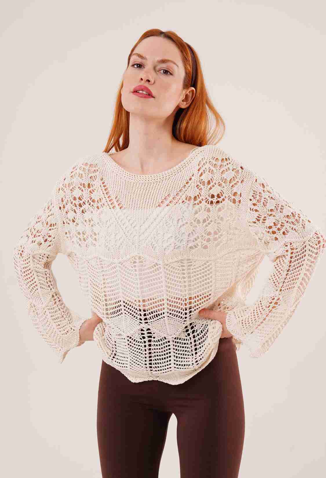 Openwork SalasWholesale Sweater - Brand: Lustrin - Women & Kids, Baby Clothes Wholesale - TheBS Women