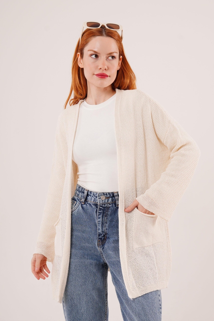 Loose Pattern Knitwear Long WholesaleCardigan With Pockets - Brand: Lustrin - Women & Kids, Baby Clothes Wholesale - TheBS Women
