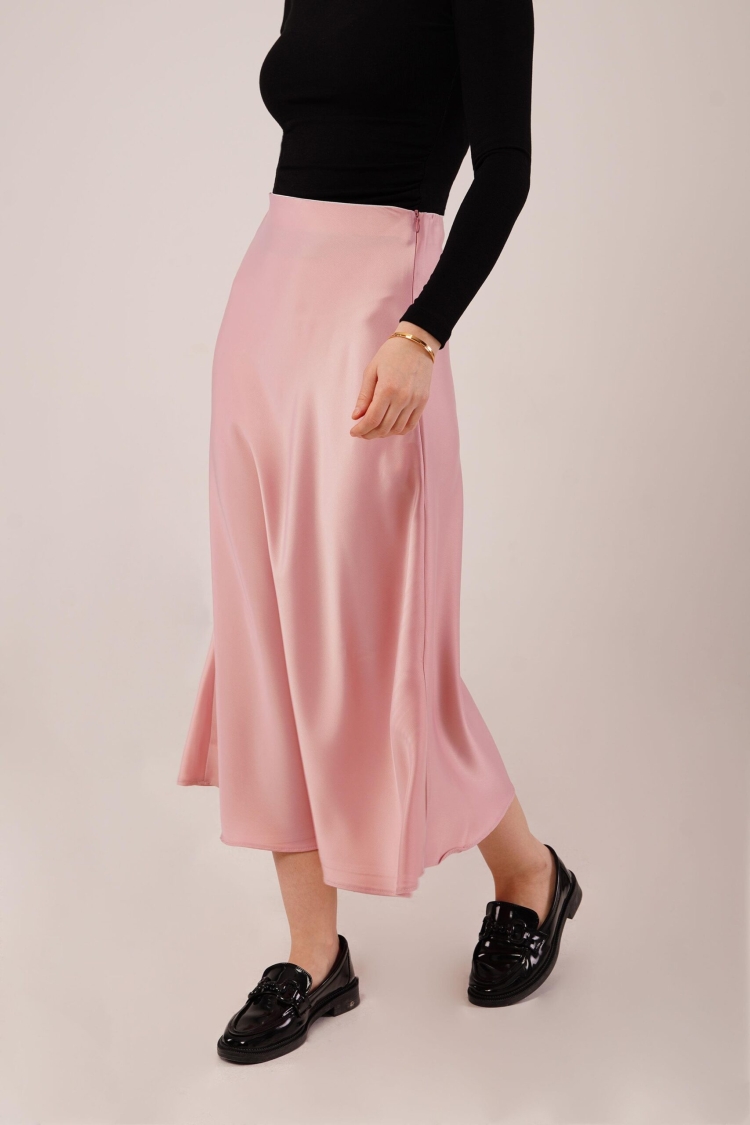 Bell Cut MidiWholesale Satin Skirt - Brand: Lustrin - Women & Kids, Baby Clothes Wholesale - TheBS Women