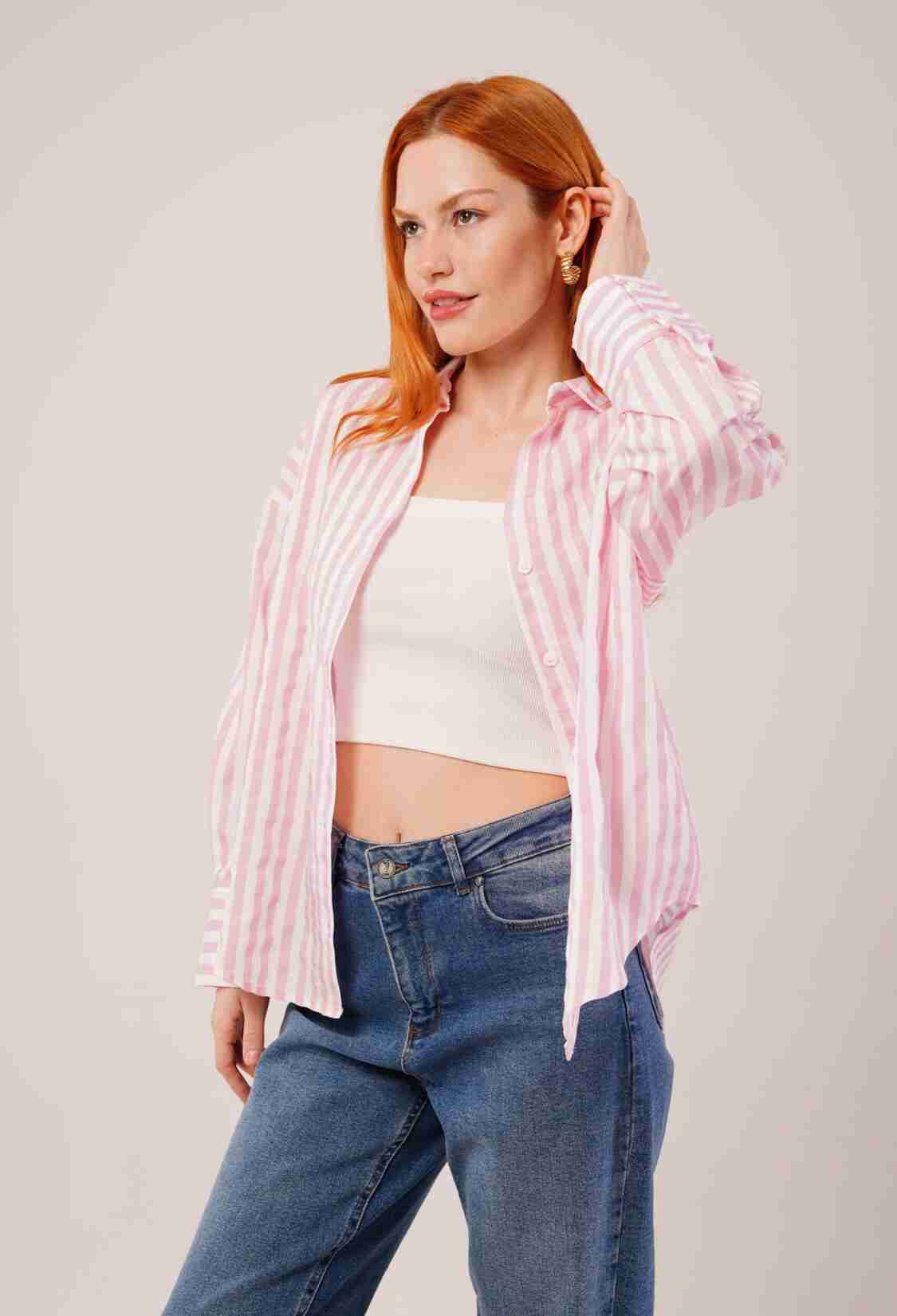 Striped Casual CutWholesale Shirt - Brand: Lustrin - Women & Kids, Baby Clothes Wholesale - TheBS Women