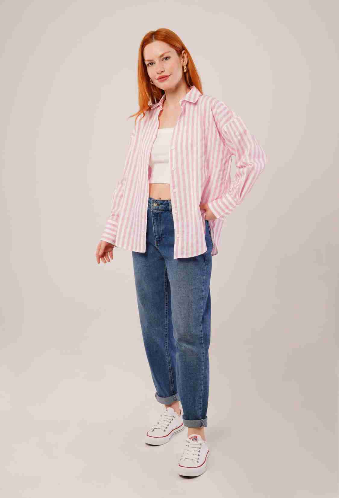 Striped Casual CutWholesale Shirt - Brand: Lustrin - Women & Kids, Baby Clothes Wholesale - TheBS Women