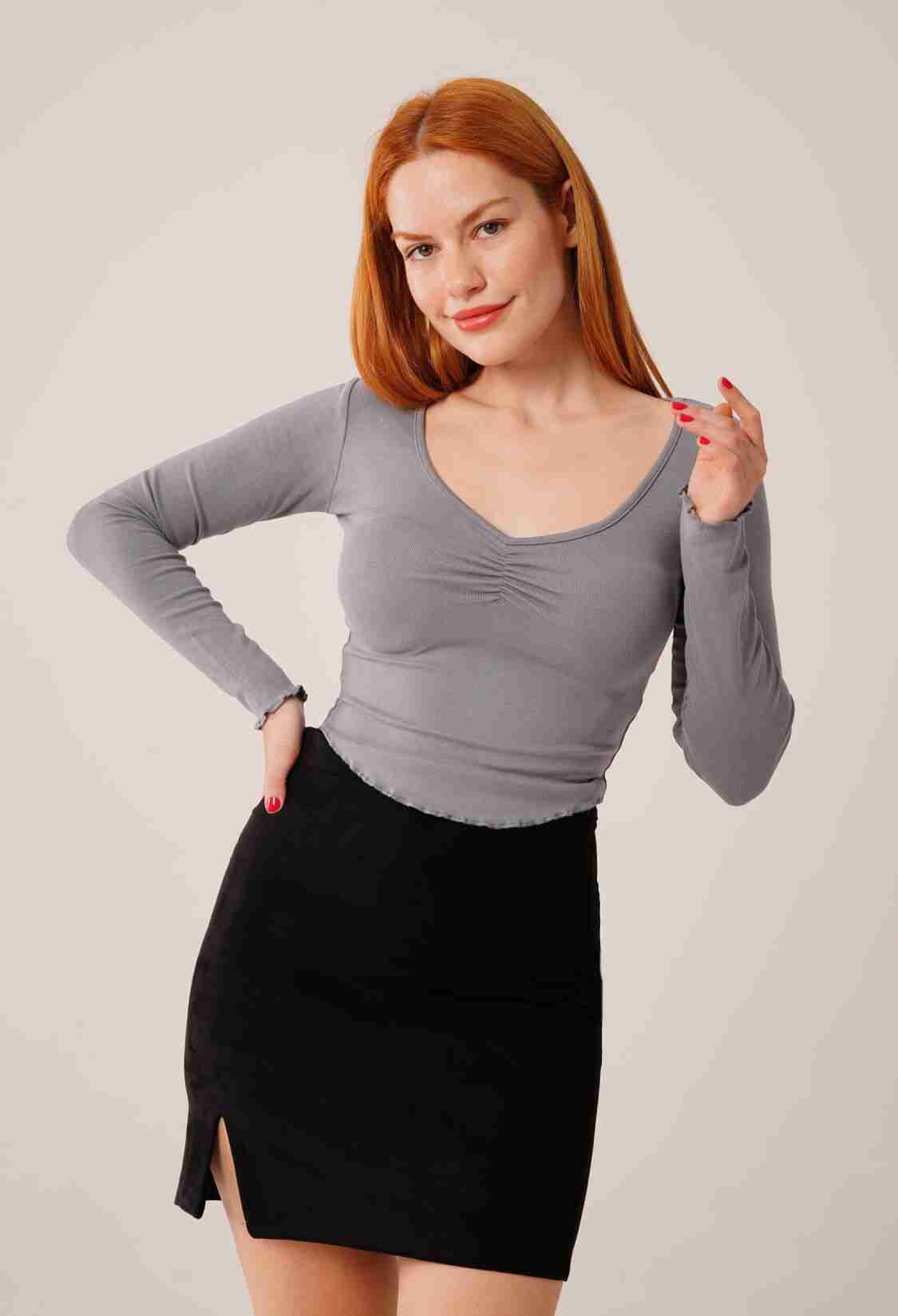 Wide CollarWholesale Basic Body Blouse - Brand: Lustrin - Women & Kids, Baby Clothes Wholesale - TheBS Women
