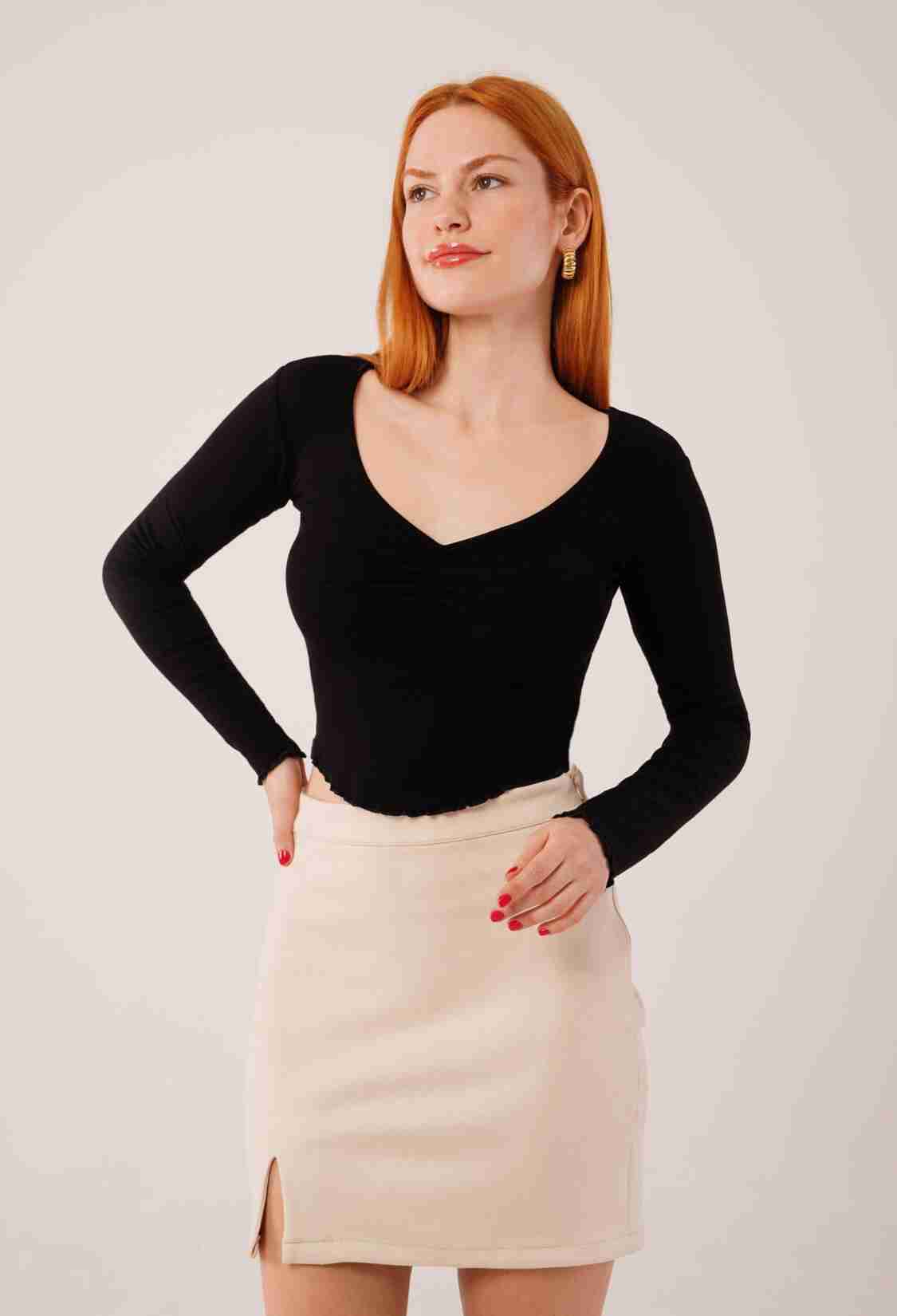 Wide CollarWholesale Basic Body Blouse - Brand: Lustrin - Women & Kids, Baby Clothes Wholesale - TheBS Women
