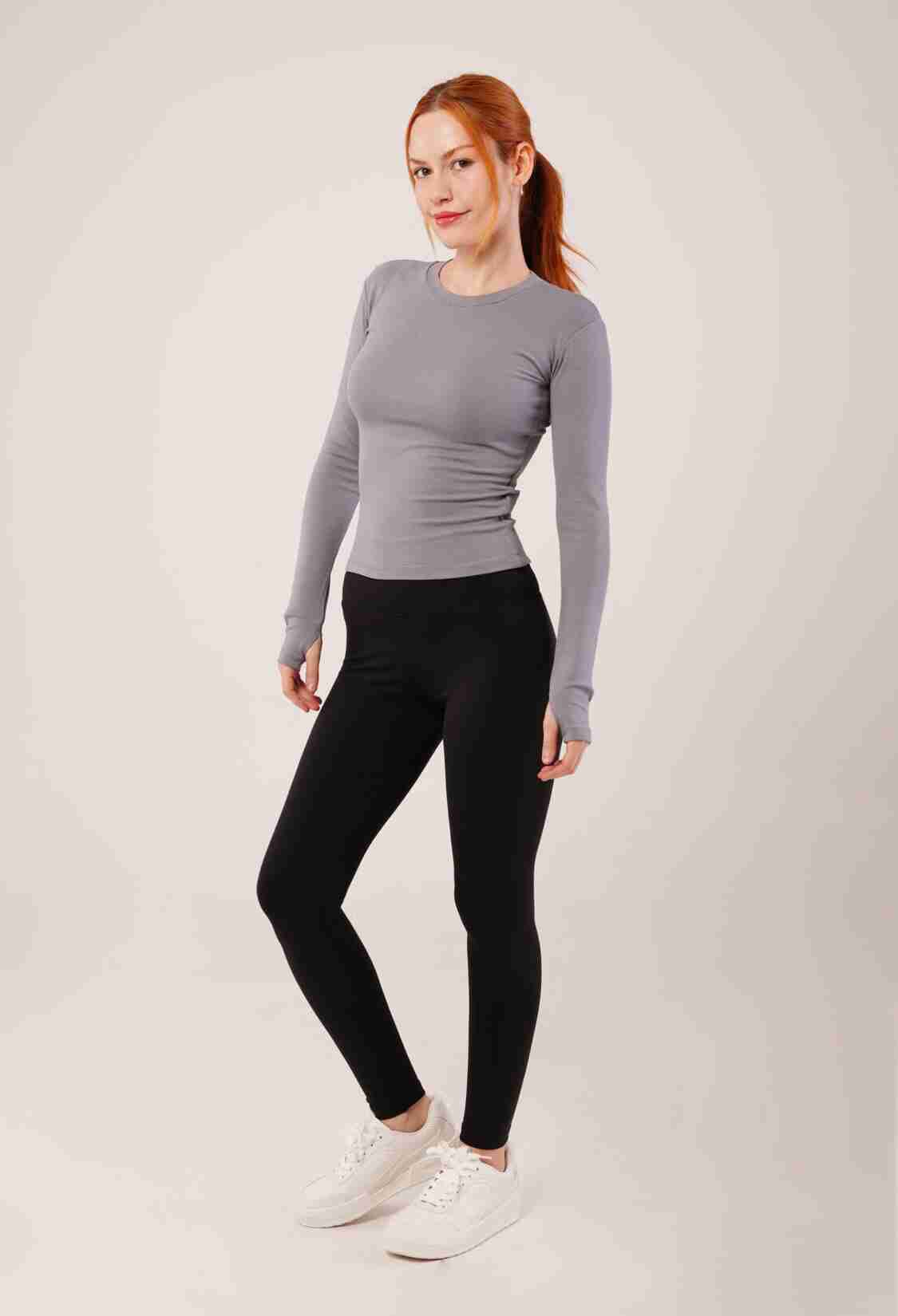 Long Sleeve Basic Gray Wholesale Blouse - Brand: Lustrin - Women & Kids, Baby Clothes Wholesale - TheBS Women