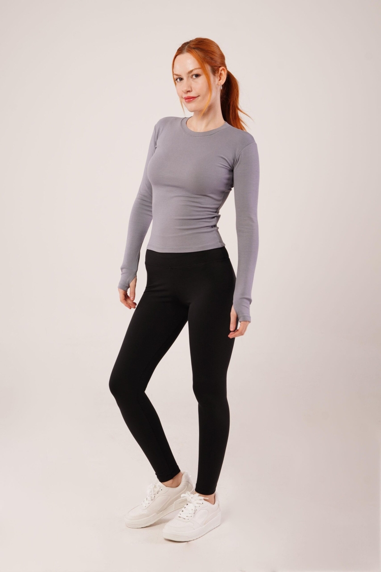 Long Sleeve Basic Gray Wholesale Blouse - Brand: Lustrin - Women & Kids, Baby Clothes Wholesale - TheBS Women