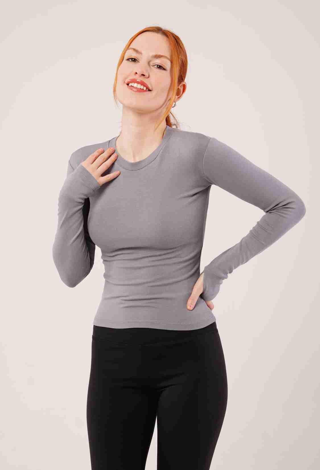 Long Sleeve Basic Gray Wholesale Blouse - Brand: Lustrin - Women & Kids, Baby Clothes Wholesale - TheBS Women