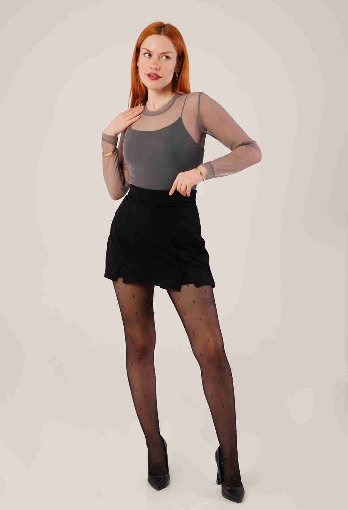 Slit Detailed Black Wholesale Mini Skirt - Brand: Lustrin - Women & Kids, Baby Clothes Wholesale - TheBS Women