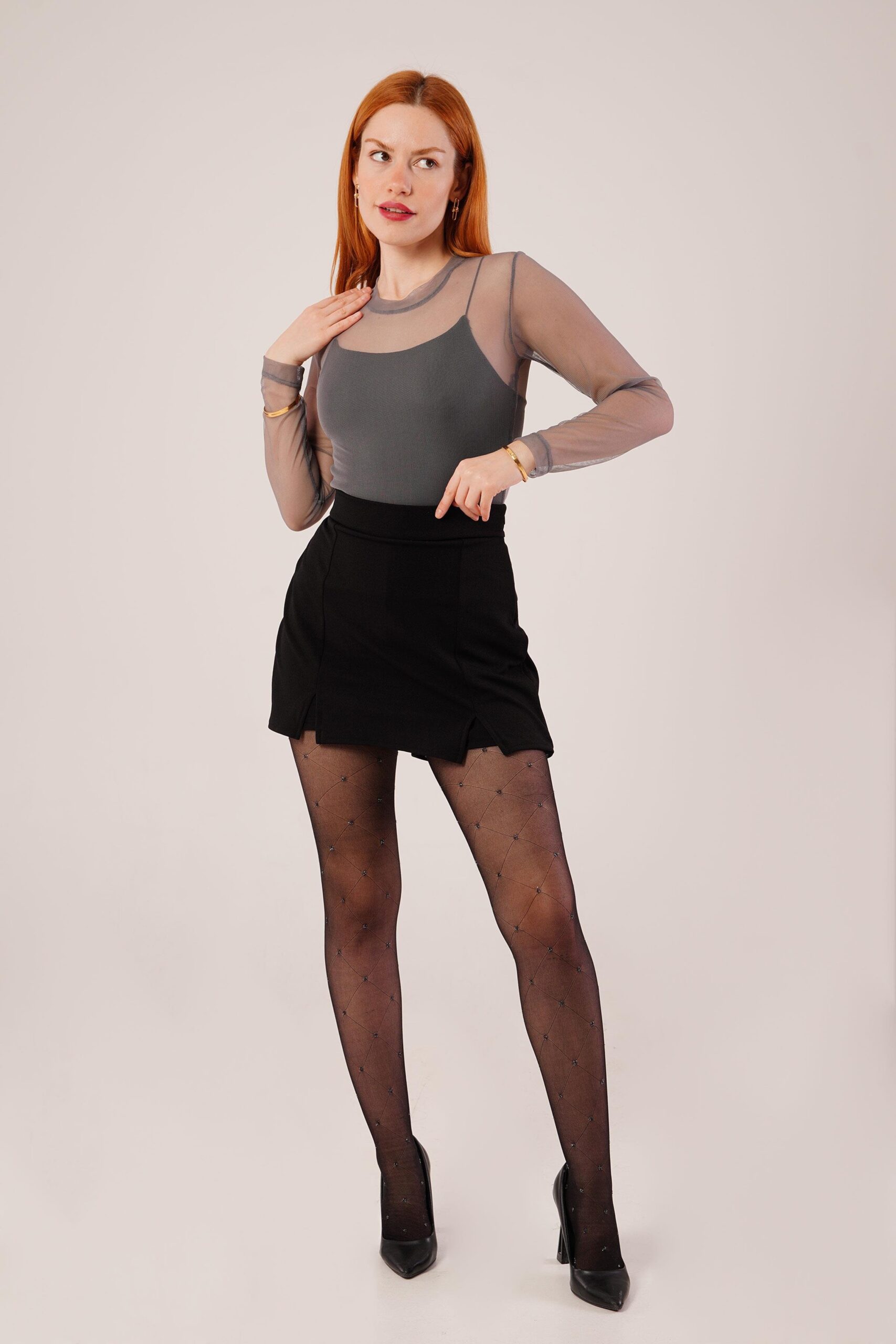 Slit Detailed Black Wholesale Mini Skirt - Brand: Lustrin - Women & Kids, Baby Clothes Wholesale - TheBS Women