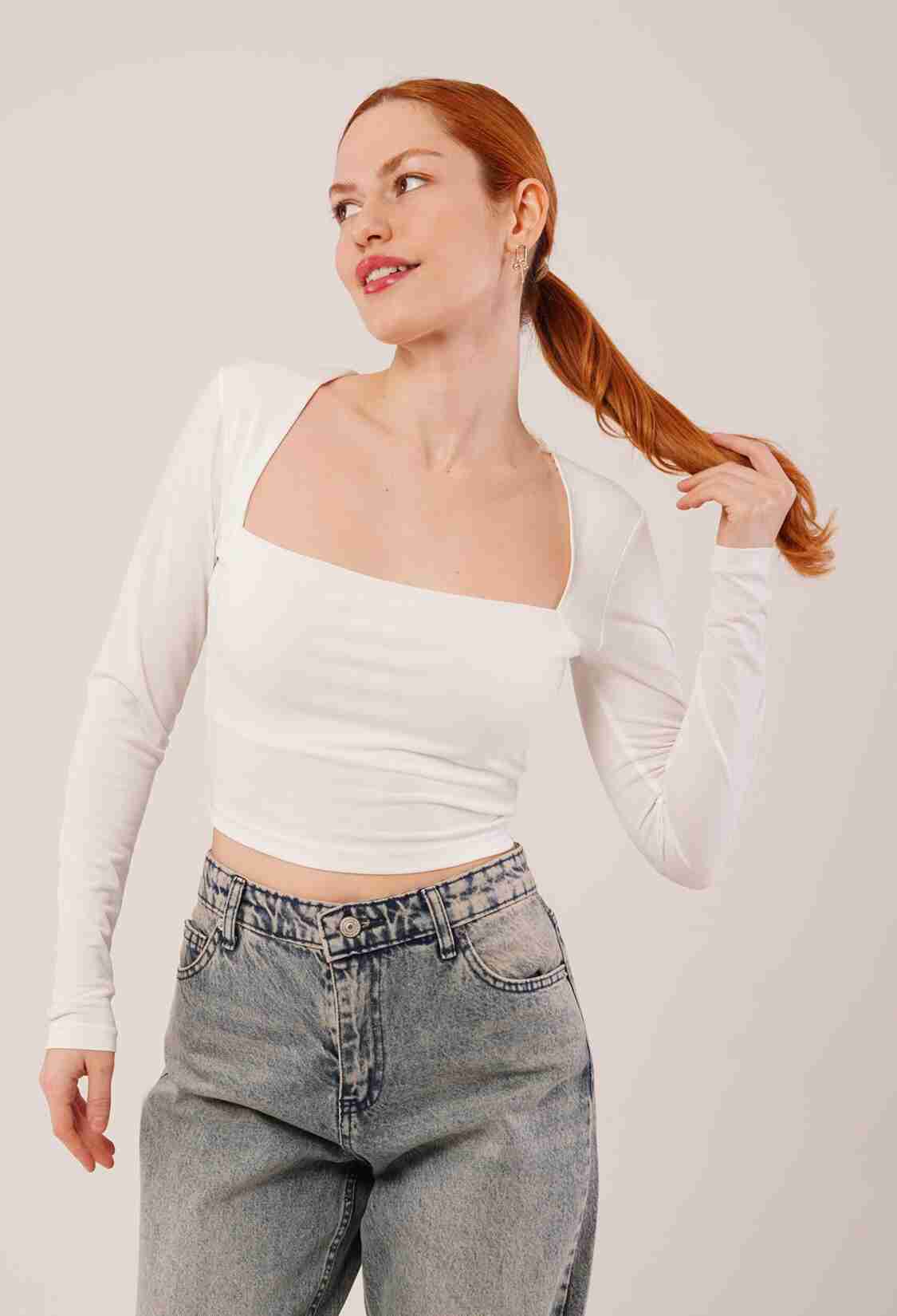 Square Collar Wholesale BasicBlouse - Brand: Lustrin - Women & Kids, Baby Clothes Wholesale - TheBS Women