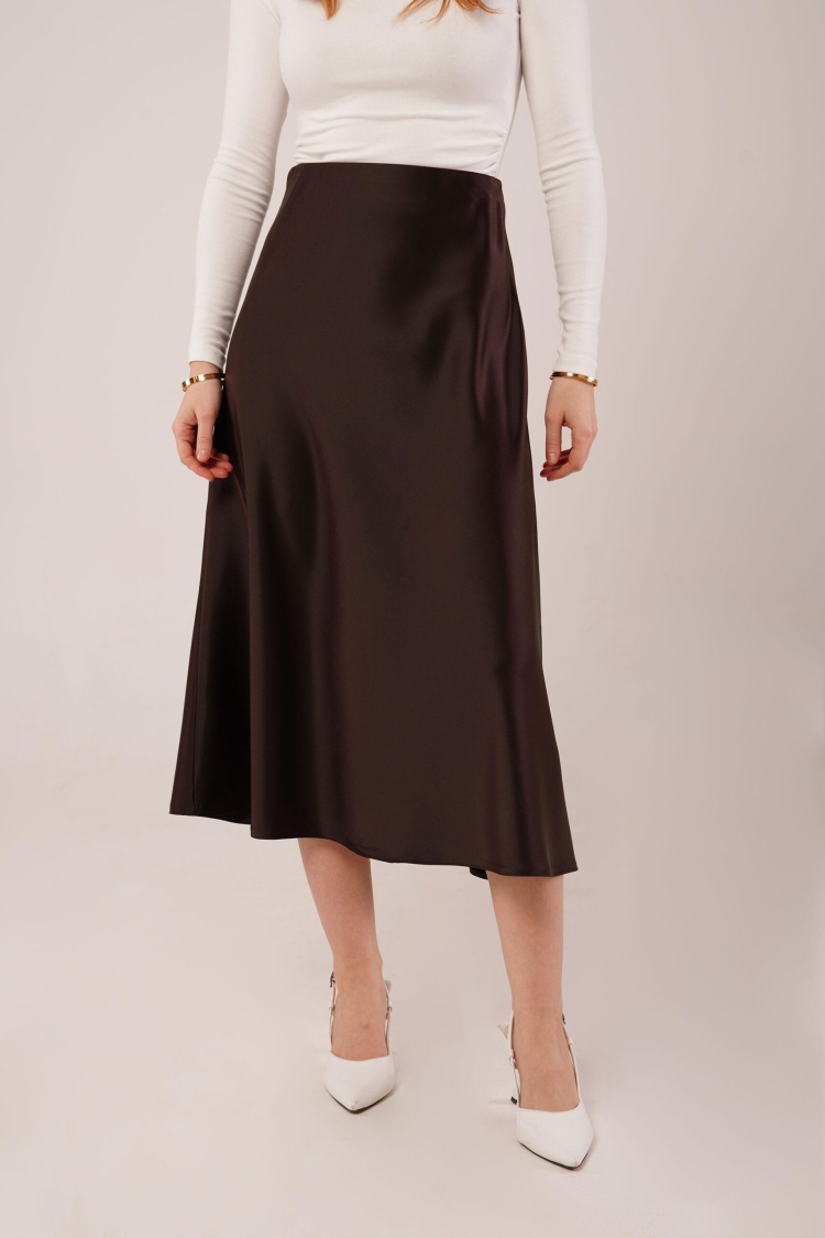 Bell Cut MidiWholesale Satin Skirt - Brand: Lustrin - Women & Kids, Baby Clothes Wholesale - TheBS Women